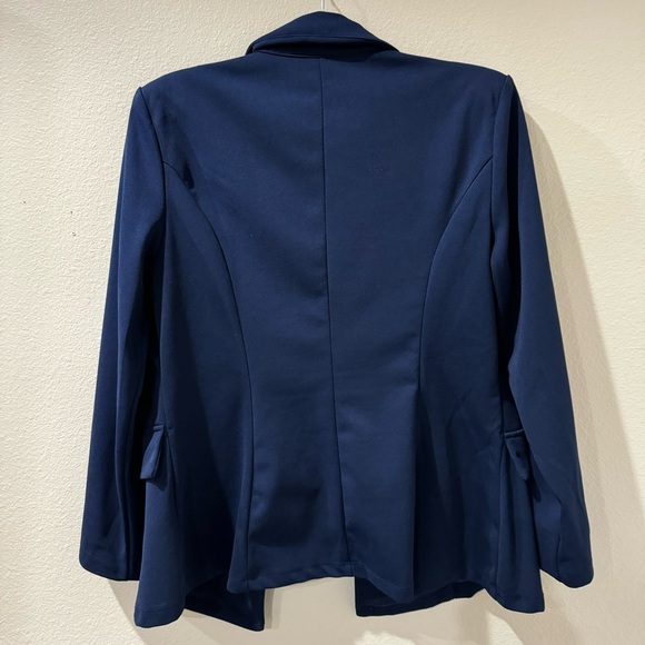 SHEIN Navy Blue Double Breasted Blazer w Gold Buttons & Notch Collar Size L - Picture 10 of 12